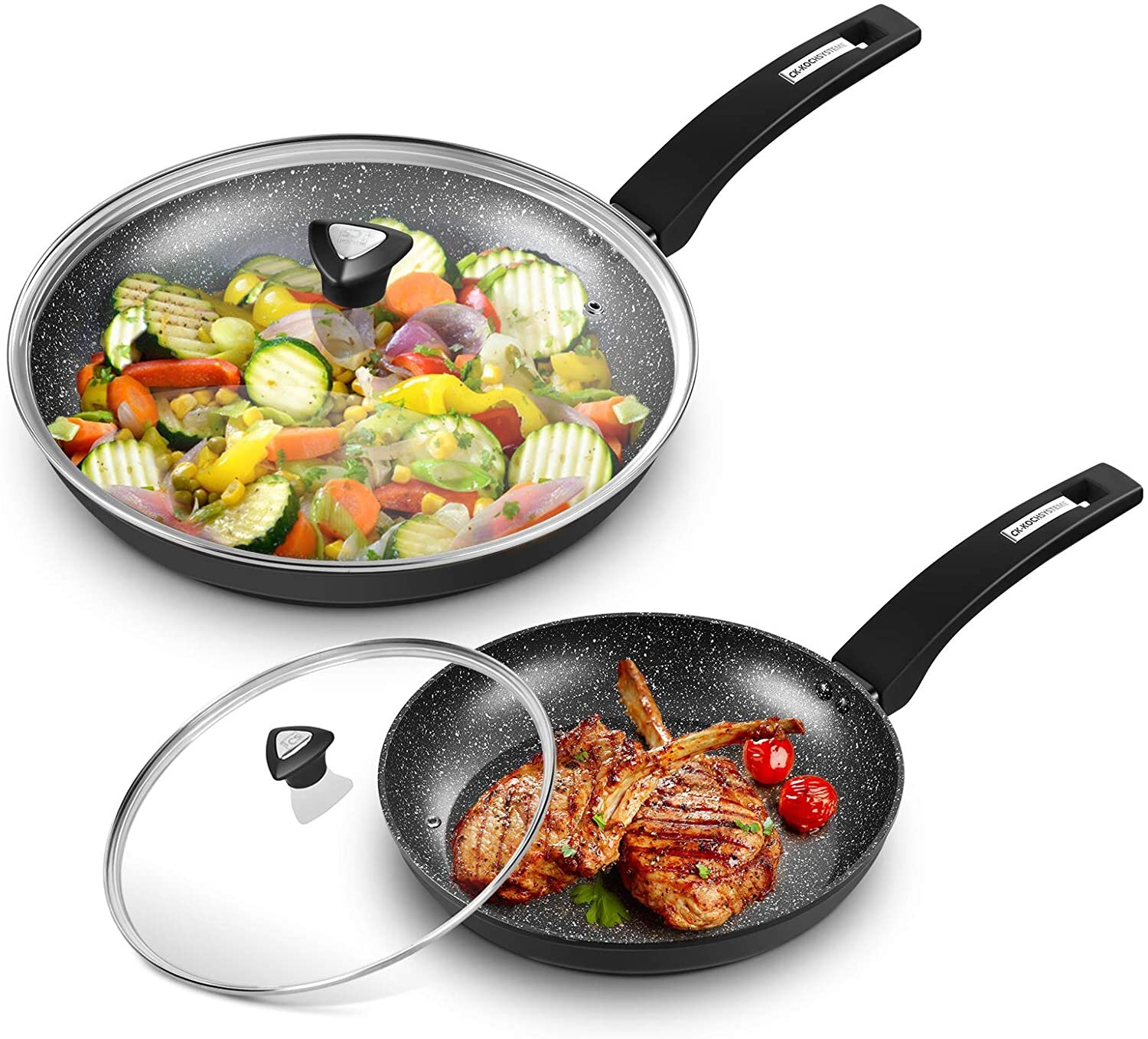 DELUXE Stainless Steel Pan, 11 Inches Oil Gather Pro Skillet with Lid and  3-ply Heavy Bottom, PFOA Free Frying Pot with Stay-cool Handle Cooking In