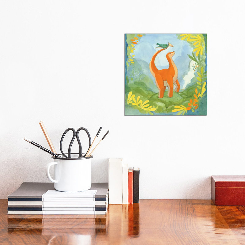 Cuddly Brontosaurus - Wrapped Canvas Painting, 30.48 cm H x 30.48 cm W