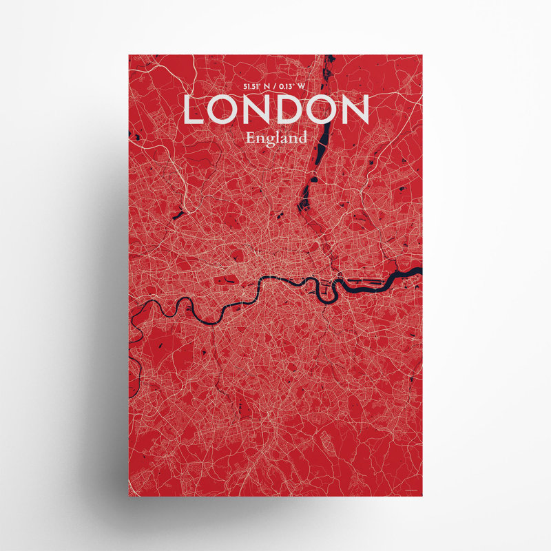 London City Map In Nautical - No Frame Print, 36cm H x 24cm W x 0.05cm D
