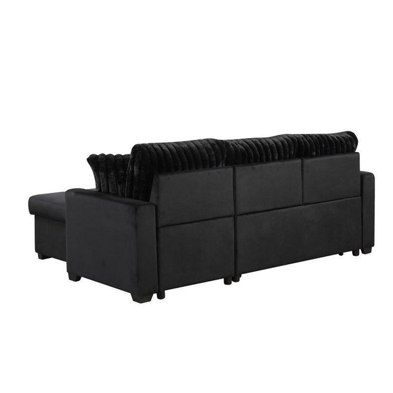 Méridienne de rangement escamotable Nori, Tissu noir