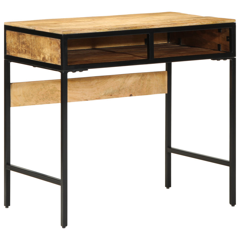 Solid Wood Top Metal Base Writing Desk