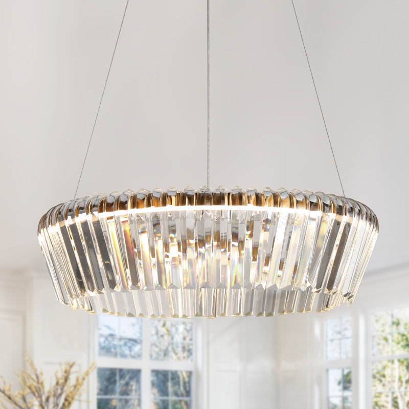 Lustre moderne moderne en cristal à DEL 1 lumière de 21 po de largeur 30 W
