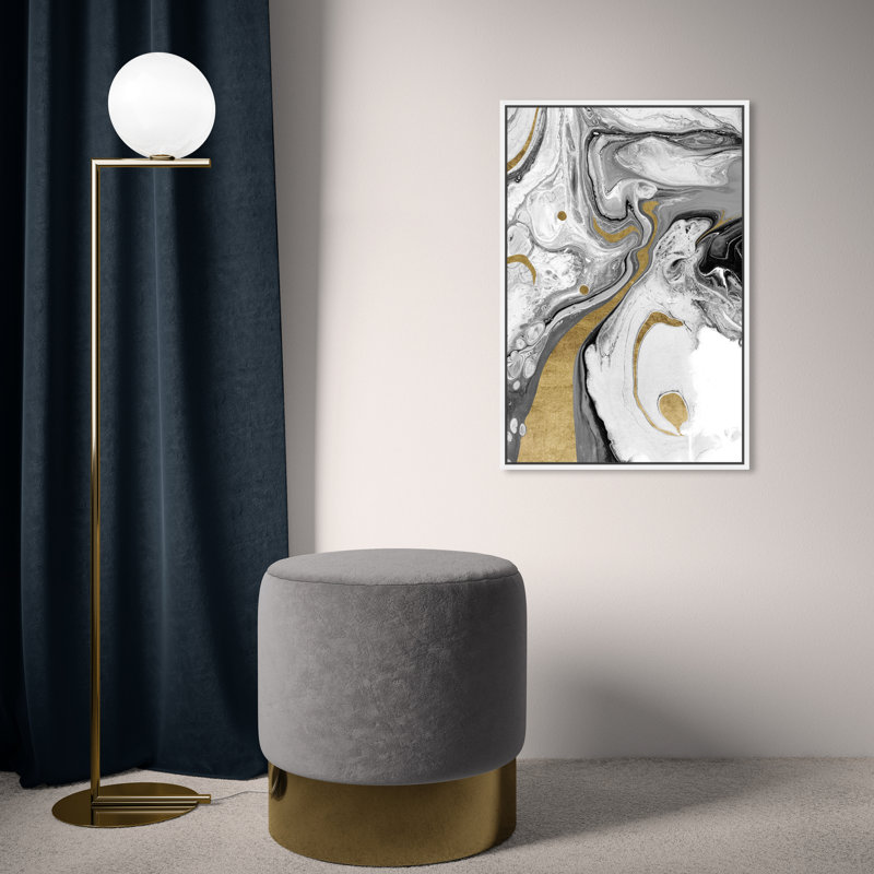 «Dark Cosmos, Water Marble Texture», impression sur toile, Toile avec cadre blanc, H 24 po x l 16 po