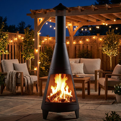 70" Chiminea Outdoor Fireplace - Black