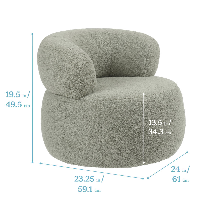 ECR4Kids Sophie Sherpa Toddler Accent Chair, 13.5in Seat Height, Kids Furniture, Green