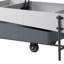 Table basse grise et à finition ultrabrillante avec plateau relevable