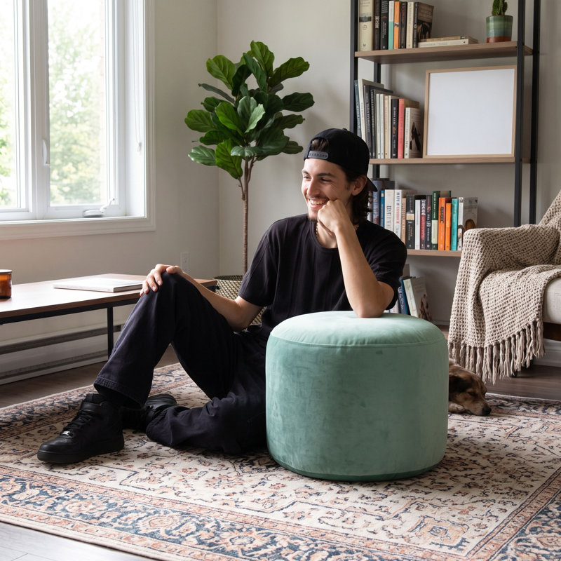 Franka Velvet Pouf, Mint Velvet