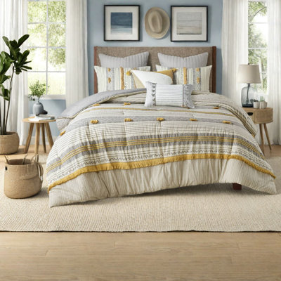 Ensembles de literie confortables en coton, design gris / jaune pour la décoration intérieure