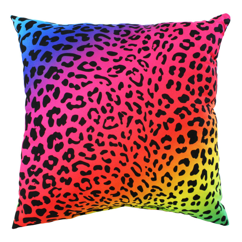 Animal Print Reversible Throw Pillow, Rainbow Gradient/Black