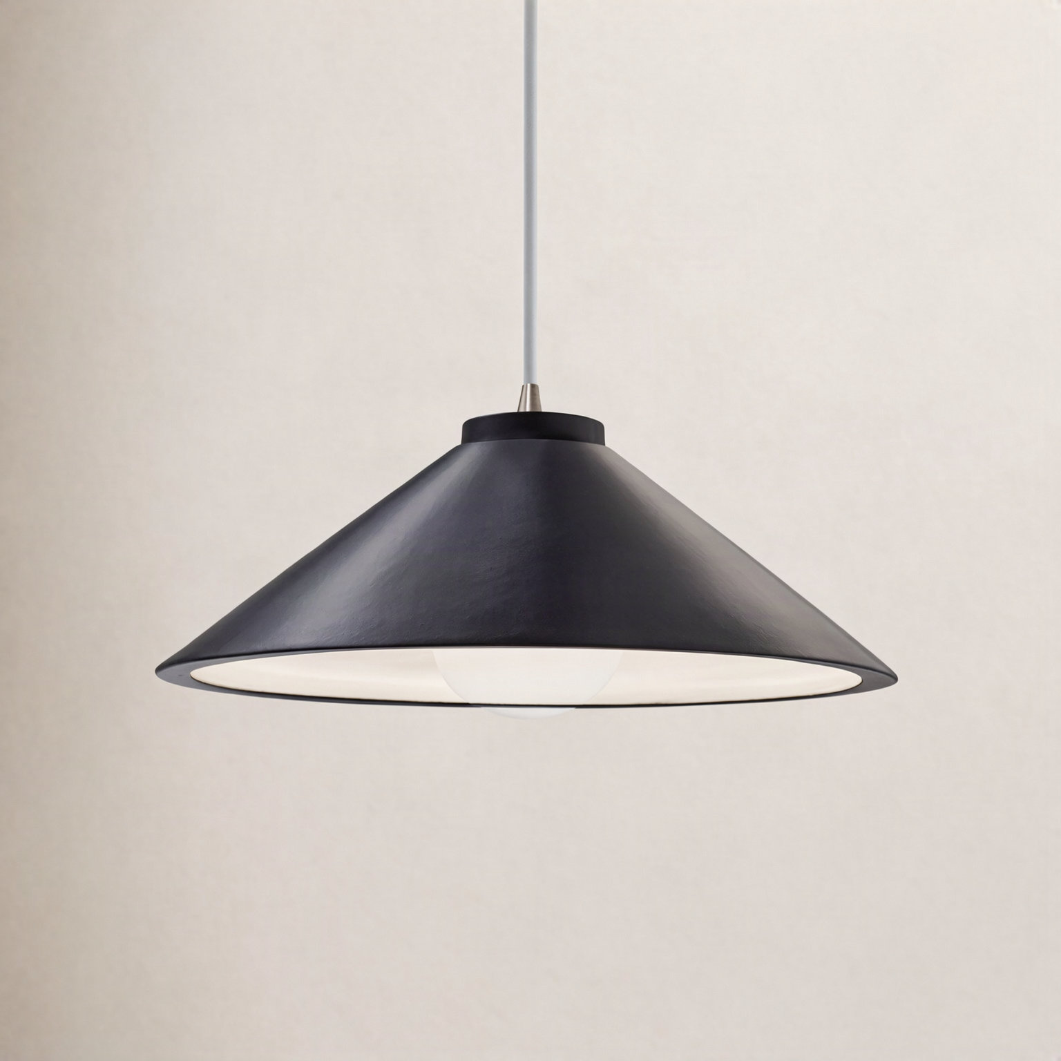 Leni Dimmable Cone Single Light Pendant, Carbon Matte Black, Brushed Nickel