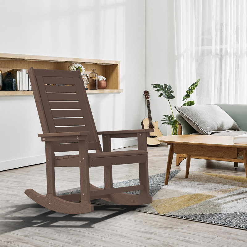 Outdoor Rocking Chairs  Set of 2, Dark Brown