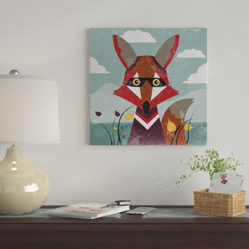 « fox », impression sur toile, H 26 po x l 26 po x P 1,5 po, Toile tendue, Pas de tapis