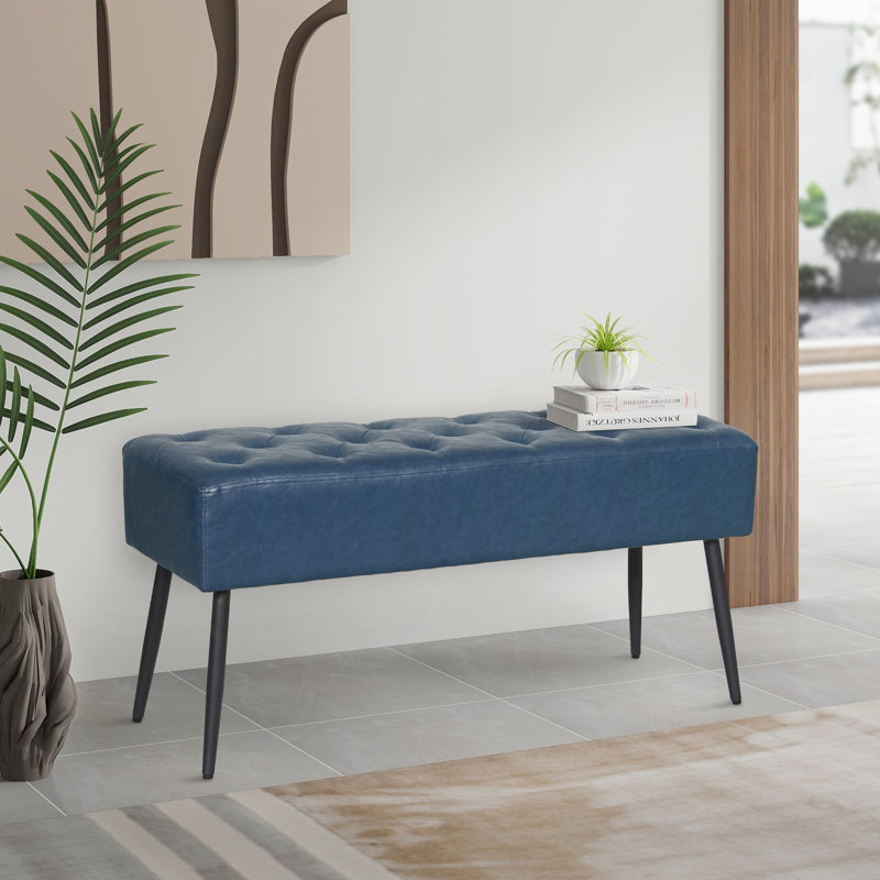 Dorly 38" Upholstered Bedroom Bench, Bleu