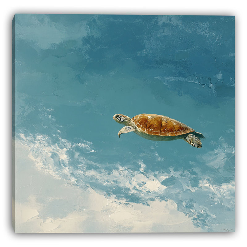 «Turtle in Ocean», art mural sur toile tendue, H 20 po x l 20 po