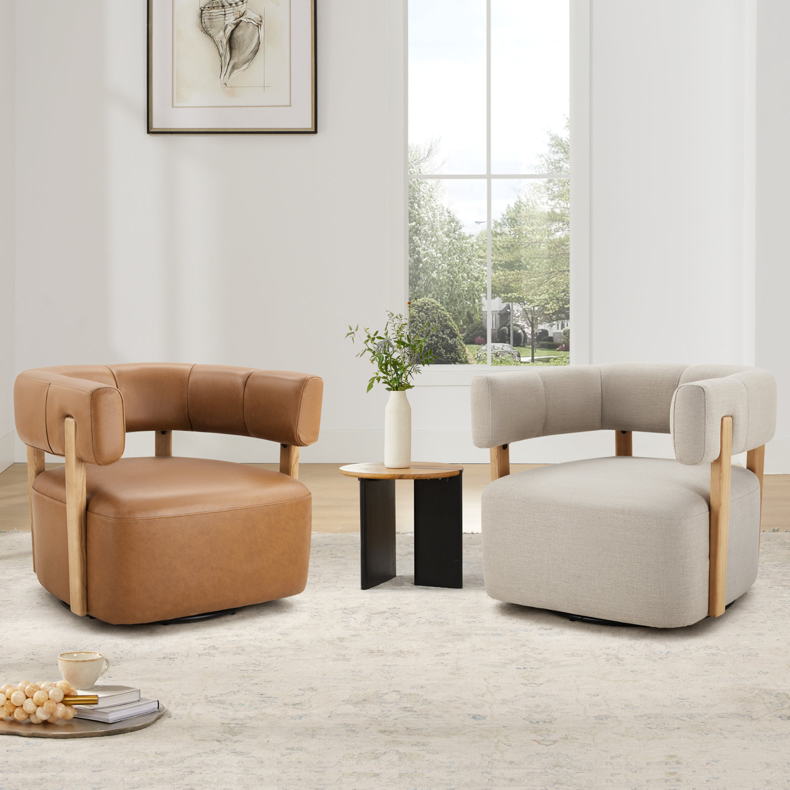 Lawler Linen Swivel Accent Chair