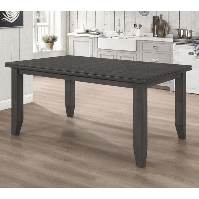 Rectangular 66-Inch Wooden Dining Table, Dark Grey