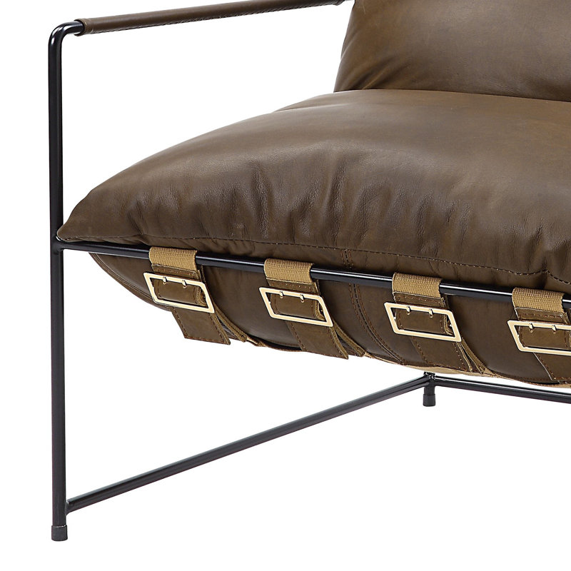 Fauteuil Ashonta en cuir Saturn et noir