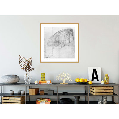 Mortiers qui tirent des pierres sur un mur dans une table de fort 1 du Codex Alticanus par Leonardo Da Vinci - Impression Giclée encadrée