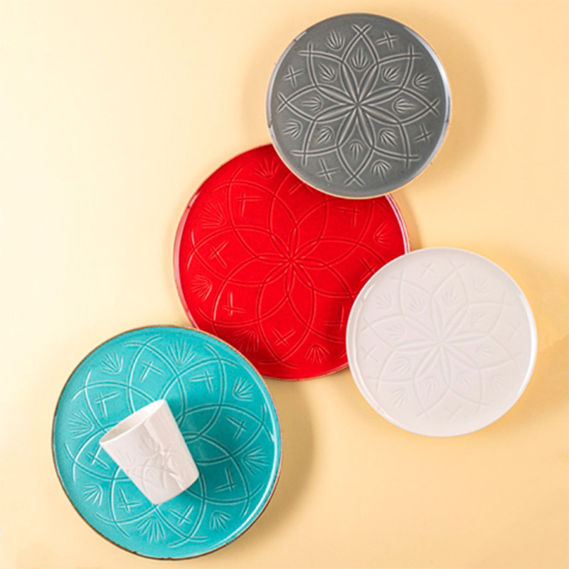 Christina Set Of 6 Flat Plates, Red, 32 Cm, Red