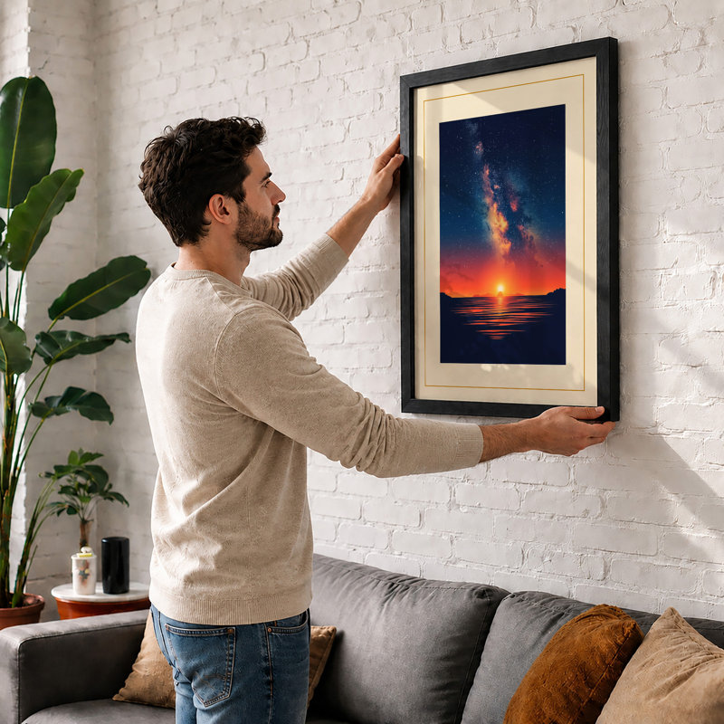 Twilight Over The Stars Minimalist - Print, Oak, A4 - 29.7 x 21.0 cm