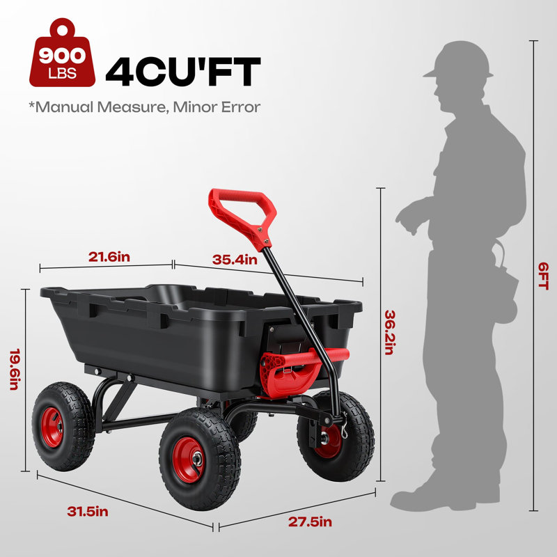 Chariot de jardinage 900LB, black&red