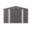 Abri de jardin en métal gris de 3 x 3,6 m avec double porte et fenêtres translucides, construction durable, grande ventilation, étanche, grille de rangement pour la neige.