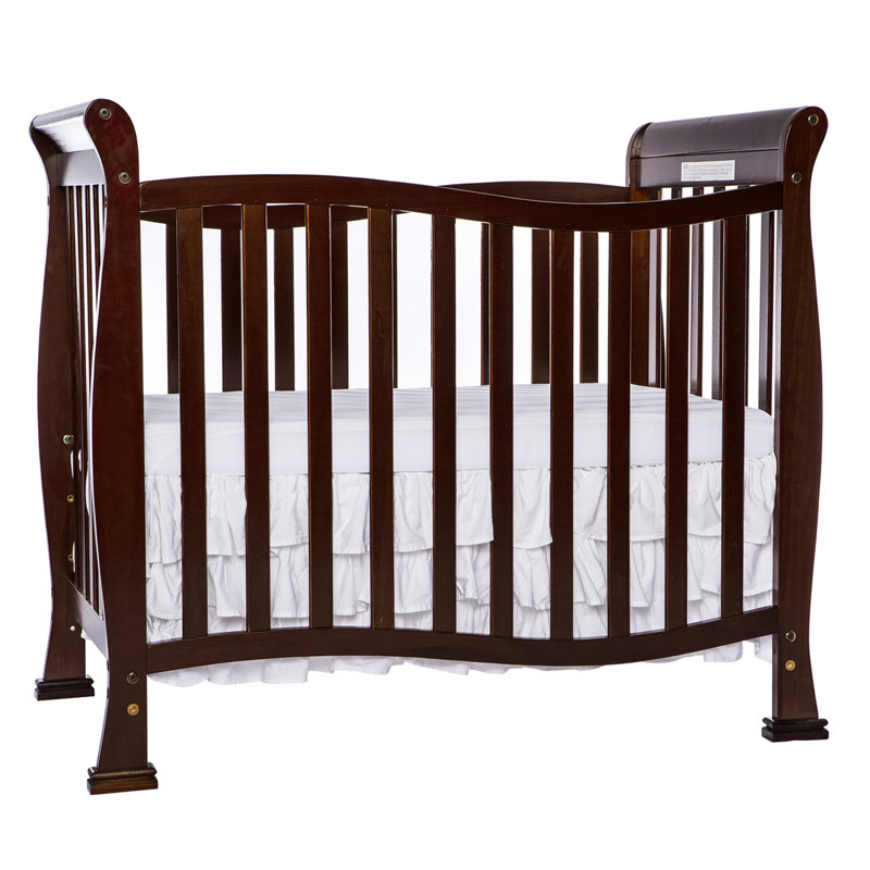 Espresso Pine 4-in-1 Convertible Mini Crib with Adjustable Mattress