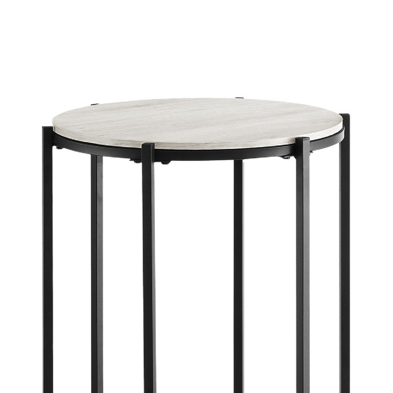 Accent Table, End, Round, Side Table, Small, Lamp, Living Room, Bedroom, Nightstand, Contemporary, White