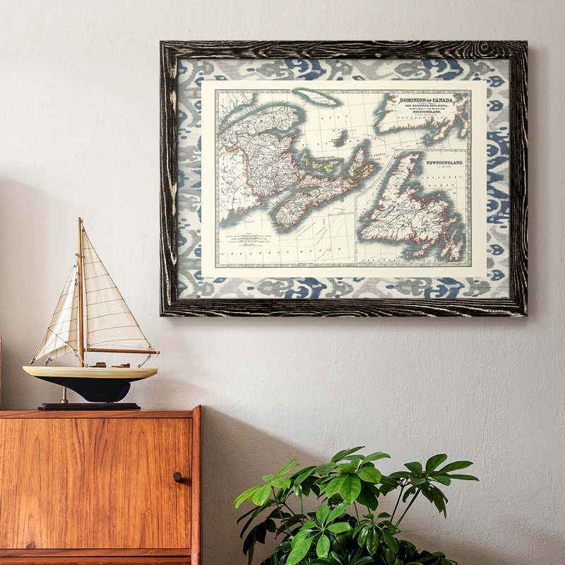 Carte du Canada encadrée, reproduction sur toile, Cadre noir, H 22 po x l 32 po x P 1,5 po