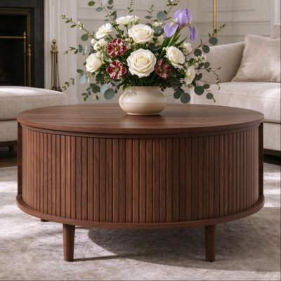 Storage Coffee Table, Walnut Living Room Table