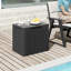 Boîte de rangement extérieure Gymax avec couvercle verrouillable et texture tissée en osier pour accessoires de piscine - noir-133359374