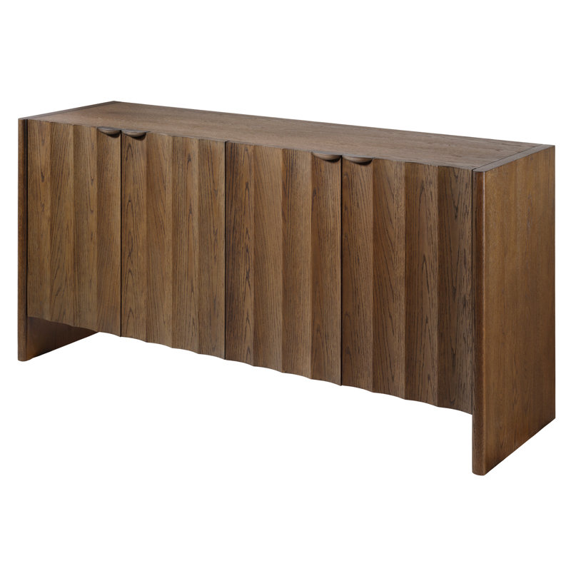 Finley Solid Wood Storage Cabinet, Brown Sugar Oak