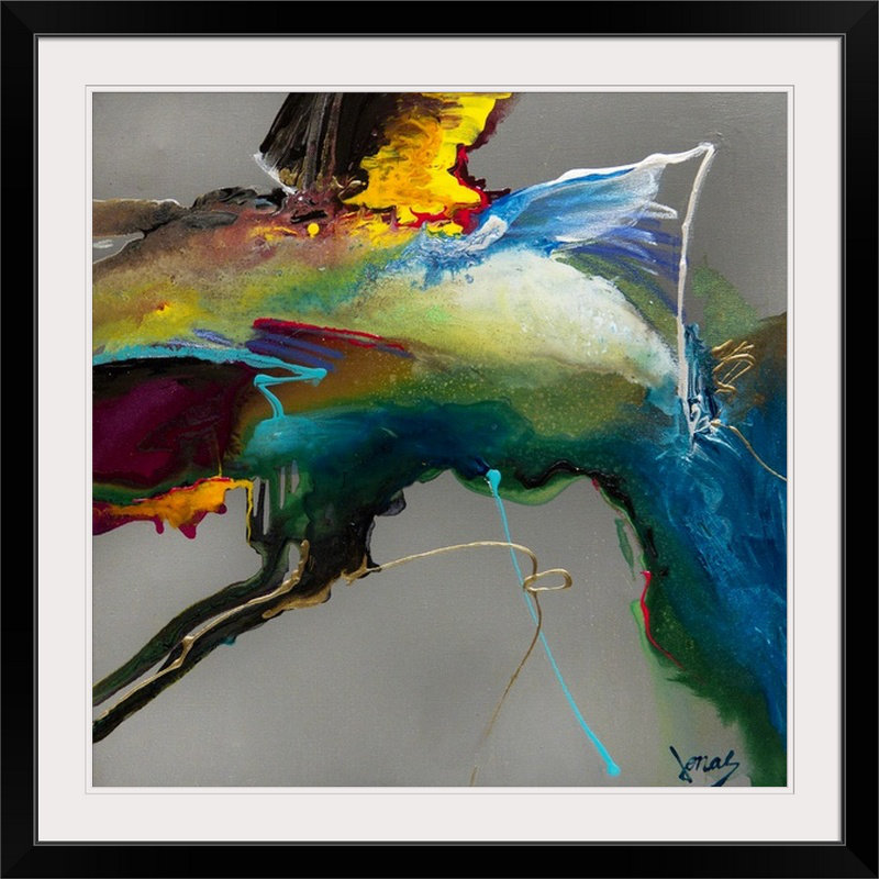 Reproduction d'art graphique «Geste X11» par Frioucheburg, H 20" x l 20" x P 1", Cadre noir