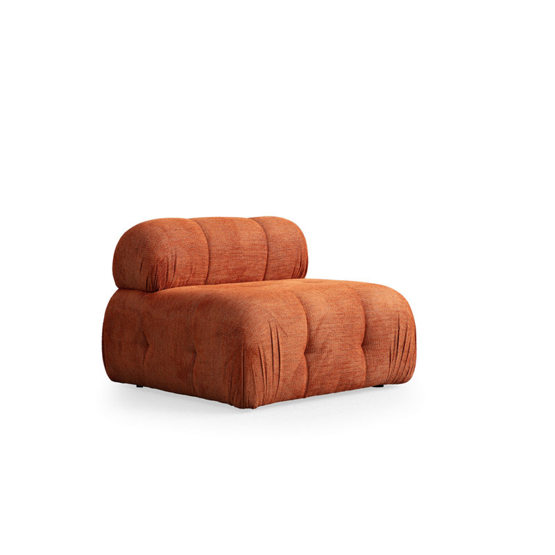 Élégant canapé 1 place en tissu orange de 37,4 po x 37,4 po x 29,5 po | Structure en bois de hêtre et en carton gris, revêtement 100% polyester | Coussin de dossier en mousse et en plumes gris doux, avec coussins, design moderne pour le salon