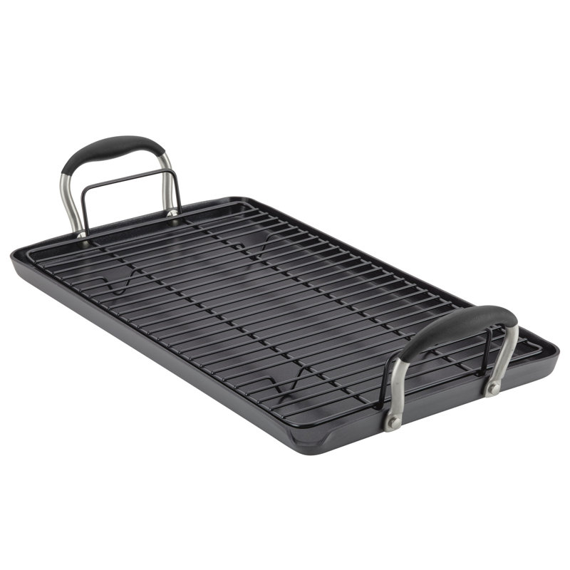 Anolon Advanced Home Hard Anodized Nonstick Double Burner Griddle, 10 Inch X 18 Inch, Black