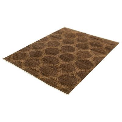 Tapis unique en laine noué à la main de style nouvel âge 18 / 20e de 6 pi 9 po x 9 pi pako brun