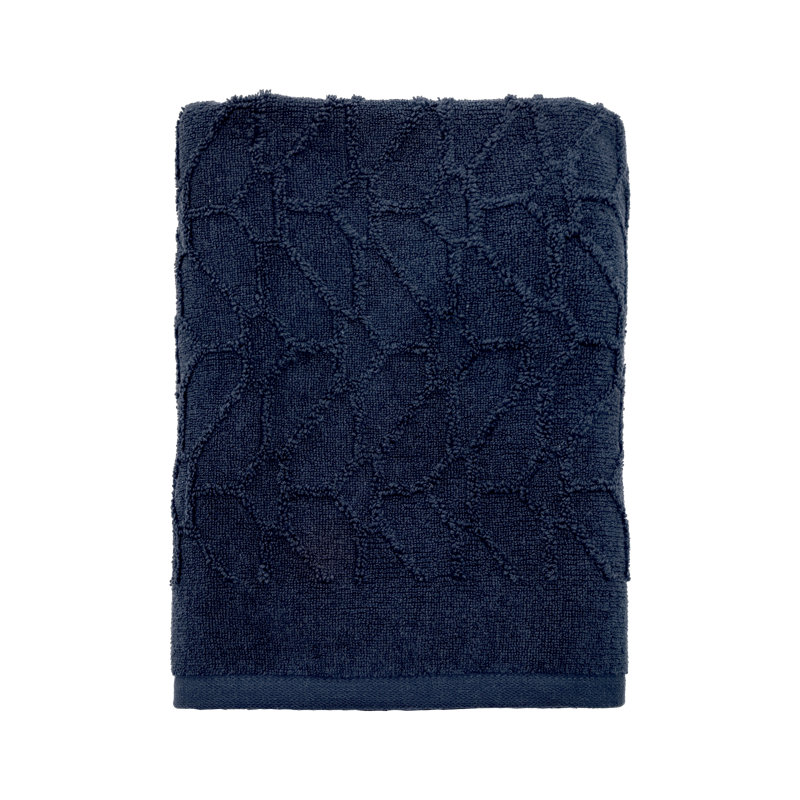 Watton Plush Jacquard Bath Towel, Navy