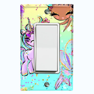 Fairy Princesses Unicorn Teal Yellow People 1 - Gang Rocker Standard Wall Plate