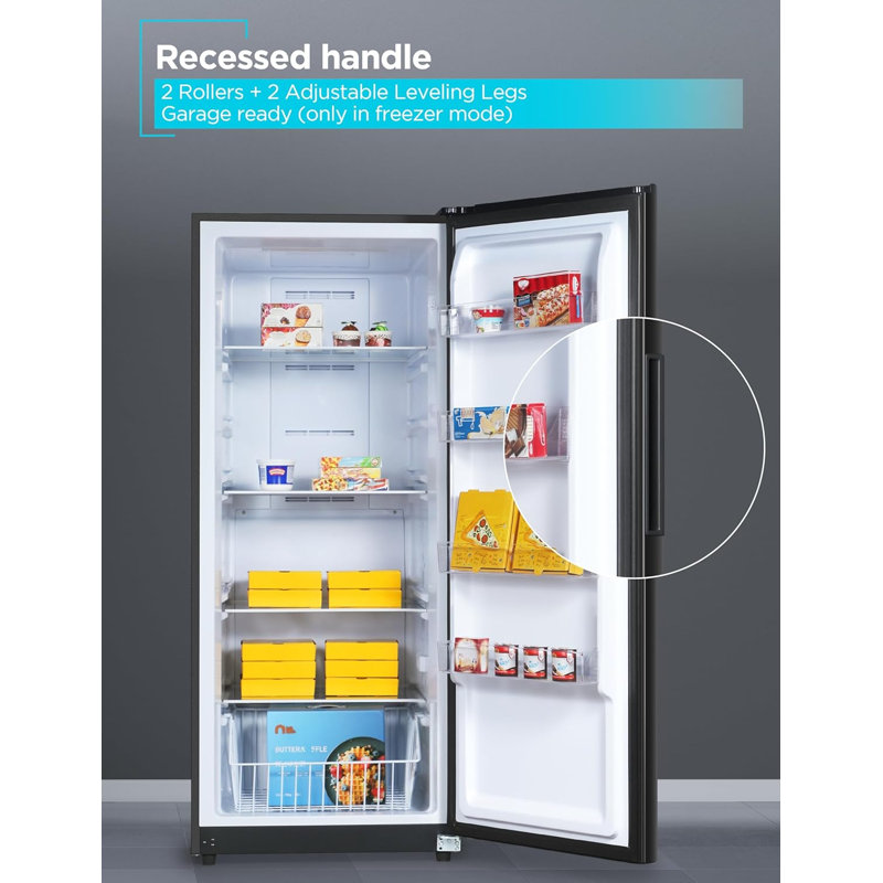BLACK+DECKER 14 Cu. Ft. Convertible Freezer Refrigerator, Upright Freezer with Glass Shelves, ENERGY STAR rated, Frost Free, BUC1400XB, Black