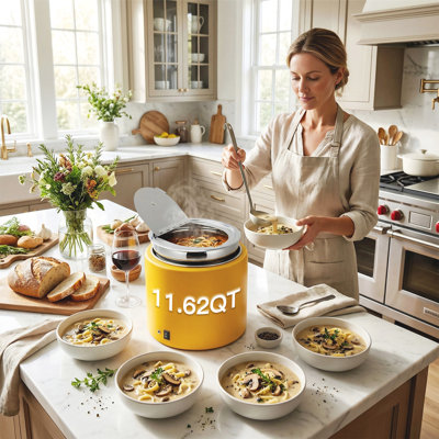 Chauffe-soupe électrique, bouilloire commerciale de 11,6 pintes avec couvercle à charnières et marmite intérieure détachable, chauffe-buffet pour la restauration d'un hôtel
