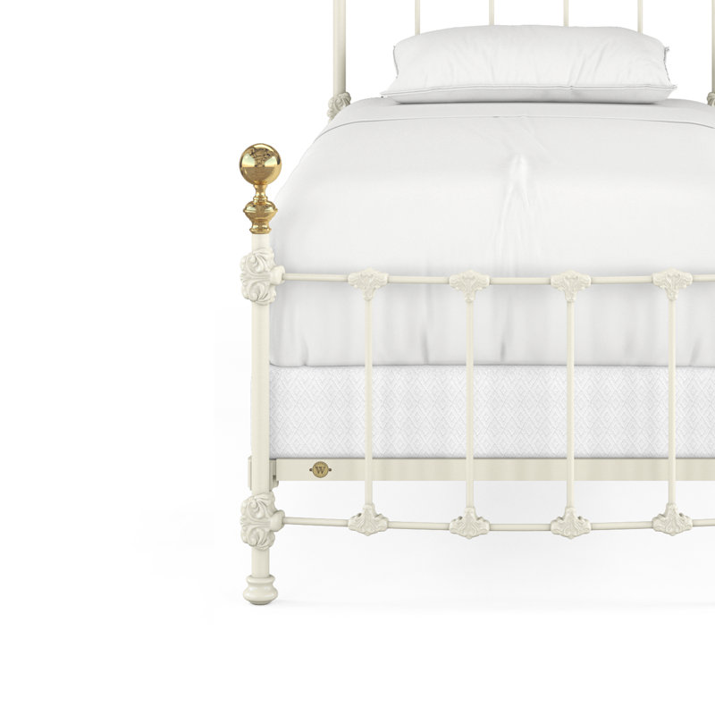 151 Palatial Bed | Complete Standard, Twin, Gloss Off-White/Antique Gold