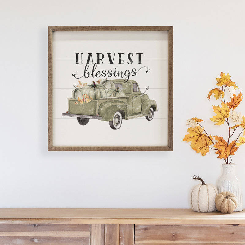 Harvest Blessings Pumpkin Truck White, 16" H x 16" W