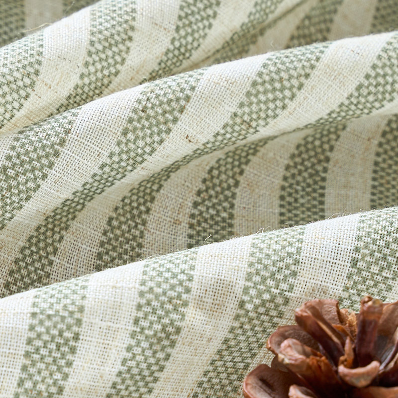 Grommet Linen Semi-Sheer Striped Curtains, Sage, 50" W x 84" L