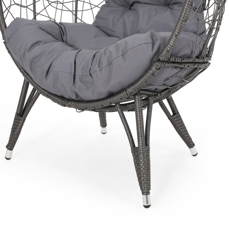 Wellingborough Egg Chair, Teardrop Chair With Water Resistant Cushion, Dark Gray/Gray