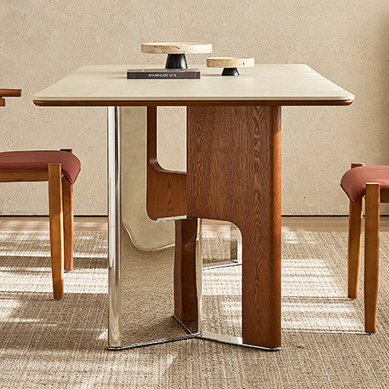 Table de salle à manger Beige Rock, H 29,52 po x L 70,86 po x l 35,43 po