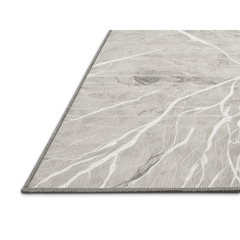 Machine Washable Gray Area Rug, Rectangle 5' x 8'