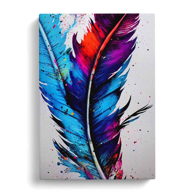 Feathers Splashed No.5 - Wrapped Canvas, 50cm H x 35cm W x 3cm D