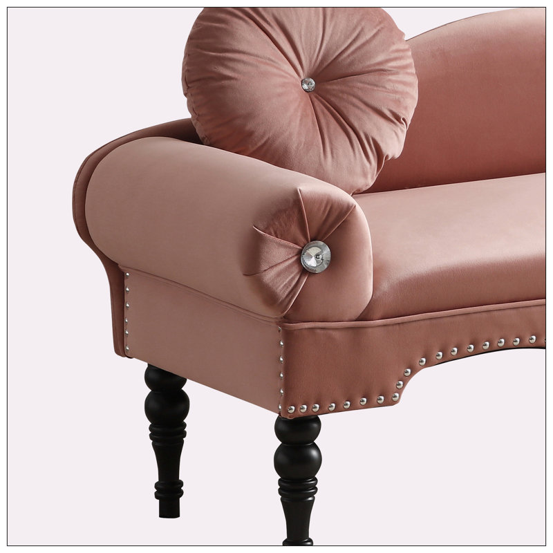 Grek Velvet Upholstered Bench, Rose