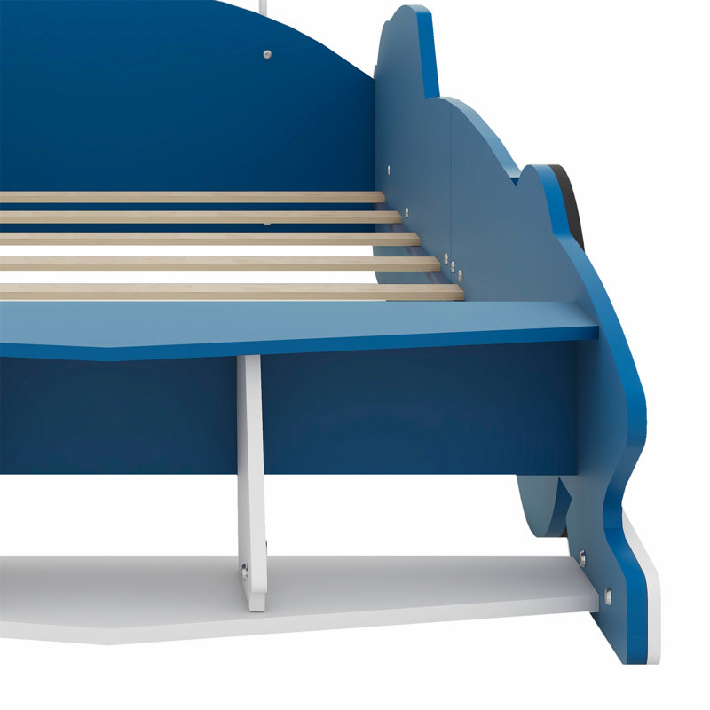 Lit plateforme avec roulettes Race, Bleu ; blanc