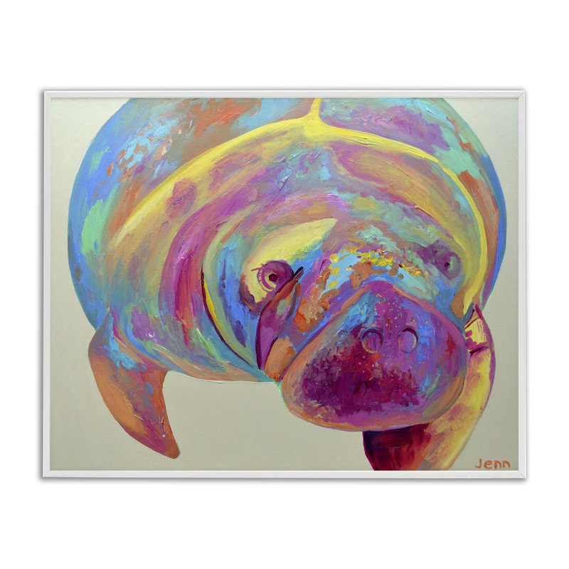Giclée encadrée de lamantin à teinte mixte, design par Jennifer Seeley, H 11 po x l 14 po